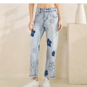 Oli & Hali Floral Embroidered Denim Jeans